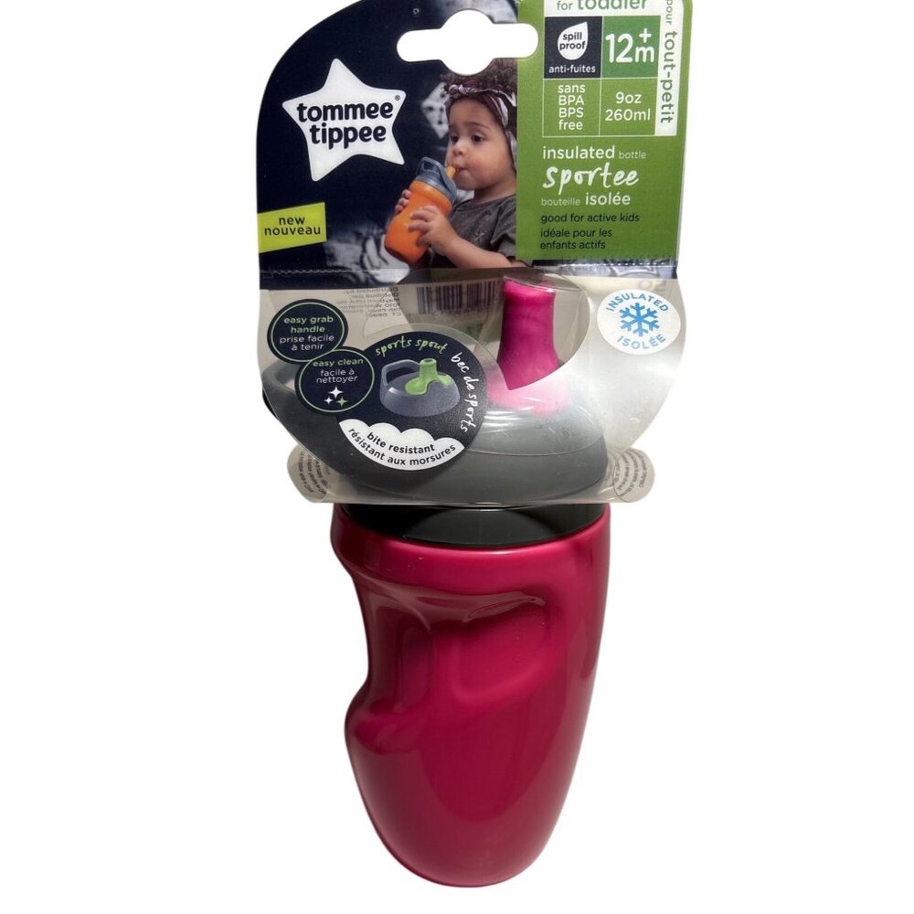 Tommee Tippee Sportee Insulated Sippy Cup For Toddlers 12M+ 9oz Spill-Proof  Pin